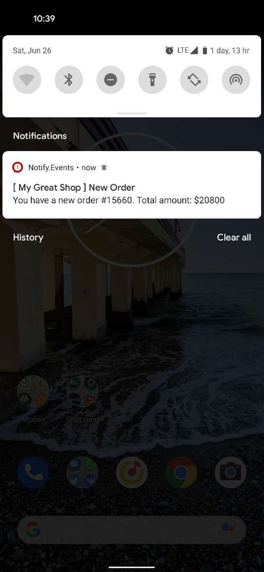 Shopify notification
