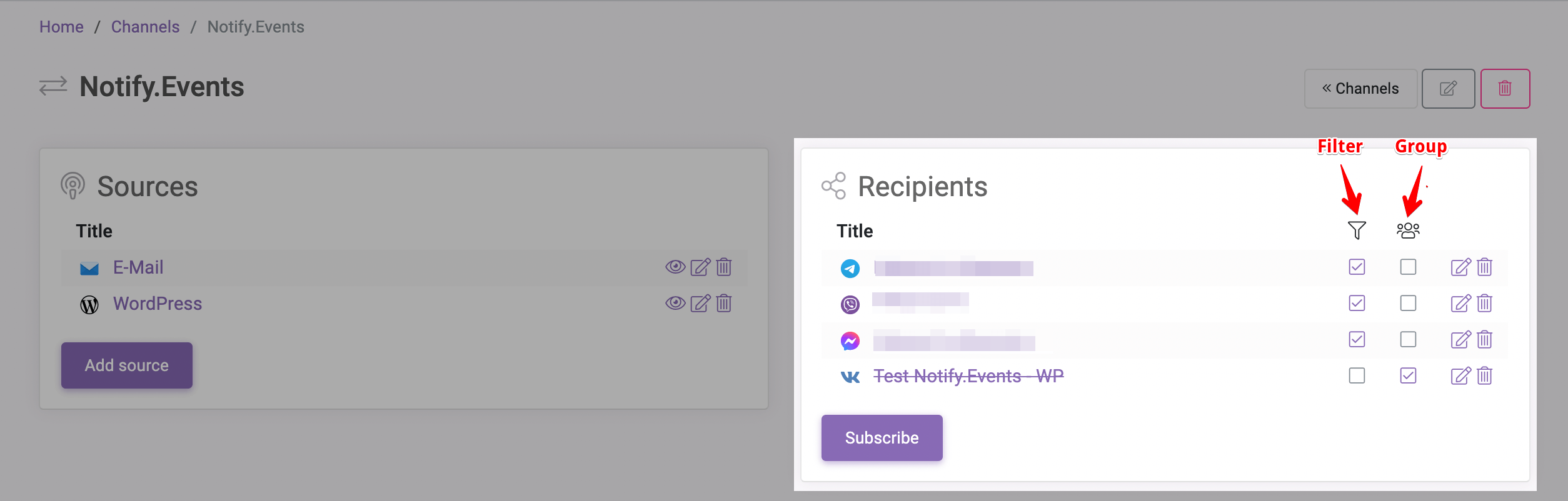 Notify.Events Recipients