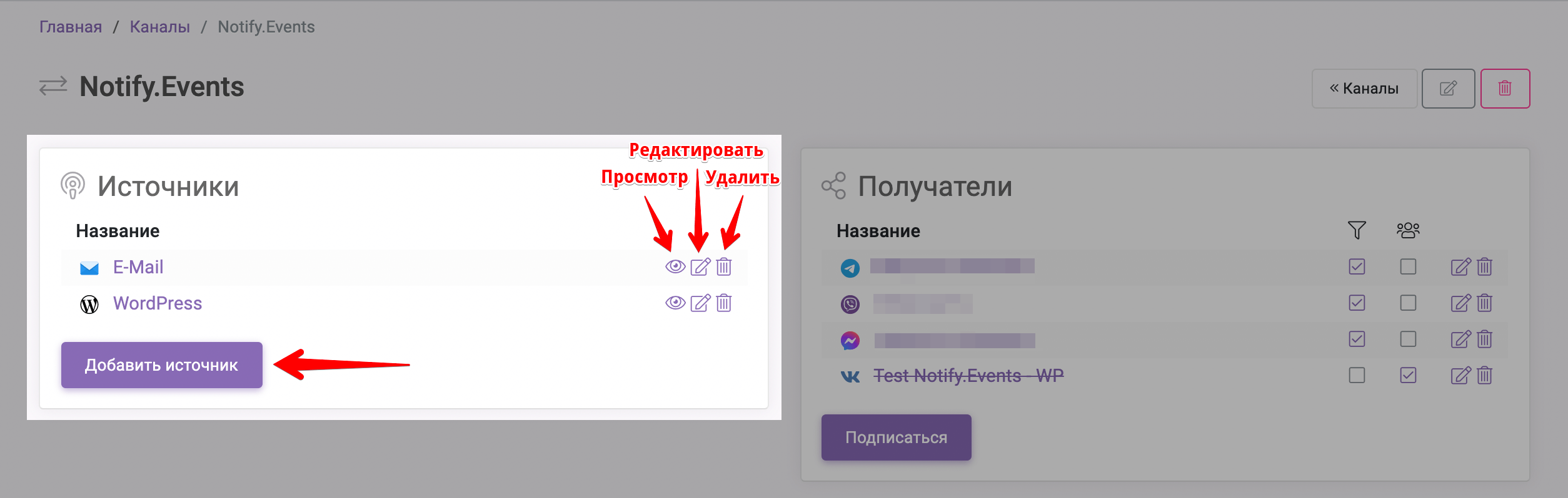 Источники Notify.Events